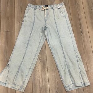 Gap drawstring Light Blue Wide-Leg Pants